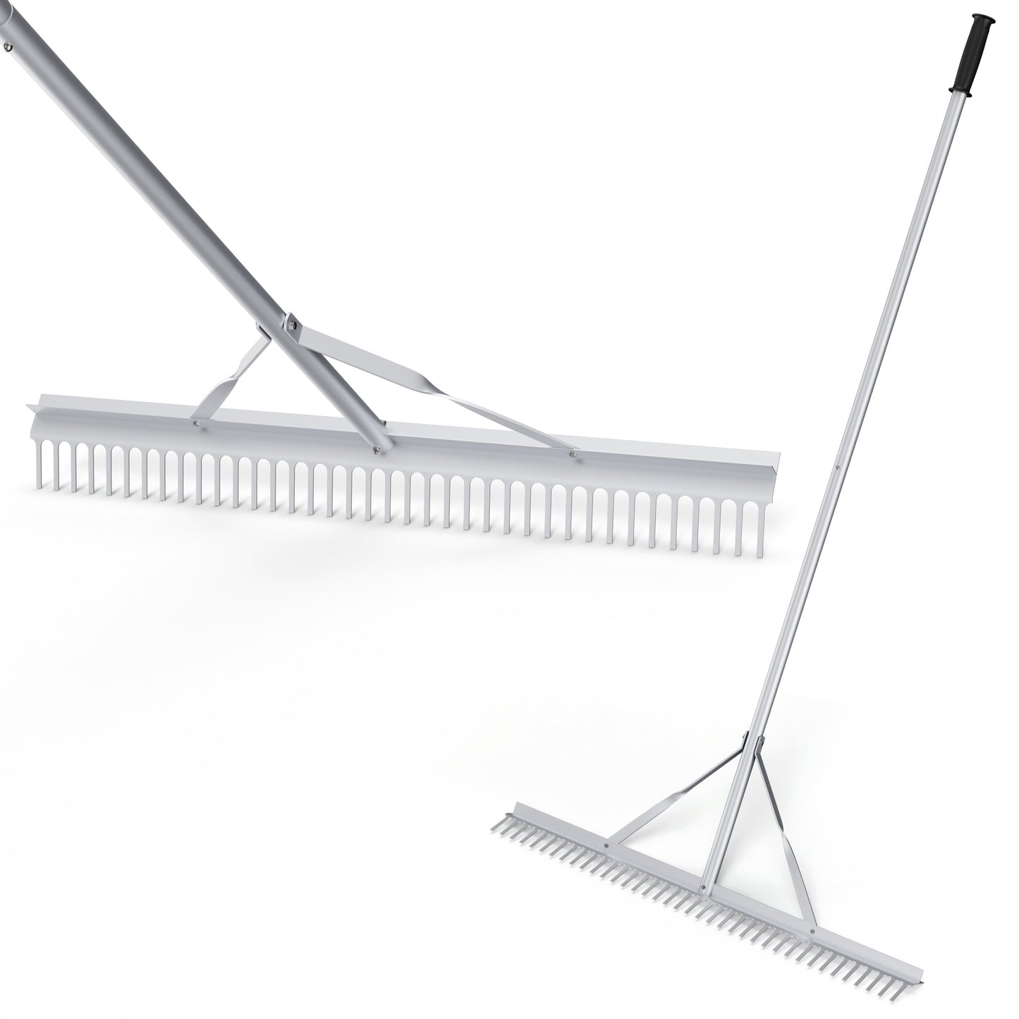 Tuinhark – Gras Hark – Blad Hark – Bodem Hark – Tuingereedschap – Aluminium Sneeuw Hark – Dubbelzijdig Harkhoofd – 174 cm Lang
