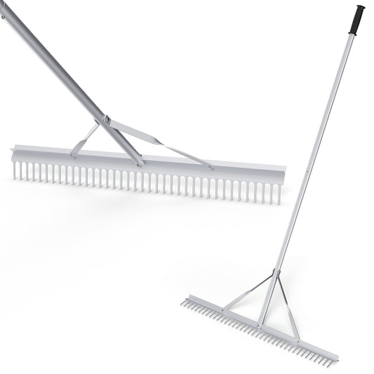 Tuinhark – Gras Hark – Blad Hark – Bodem Hark – Tuingereedschap – Aluminium Sneeuw Hark – Dubbelzijdig Harkhoofd – 174 cm Lang