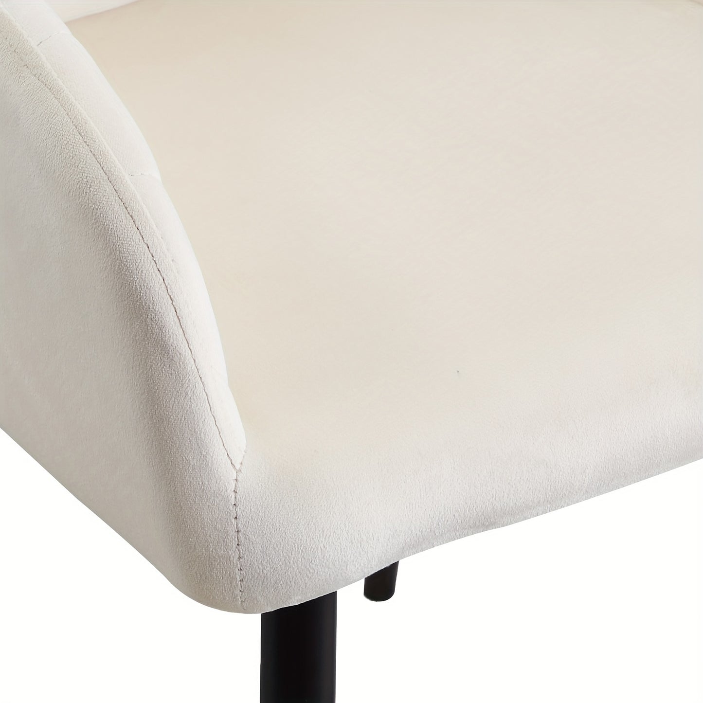 Eetkamerstoel – Stoel – Kuipstoel – Keukenstoel – Woonkamerstoel – Set van 2 – Beige Velvet – Met Armleuning en Metalen Poten
