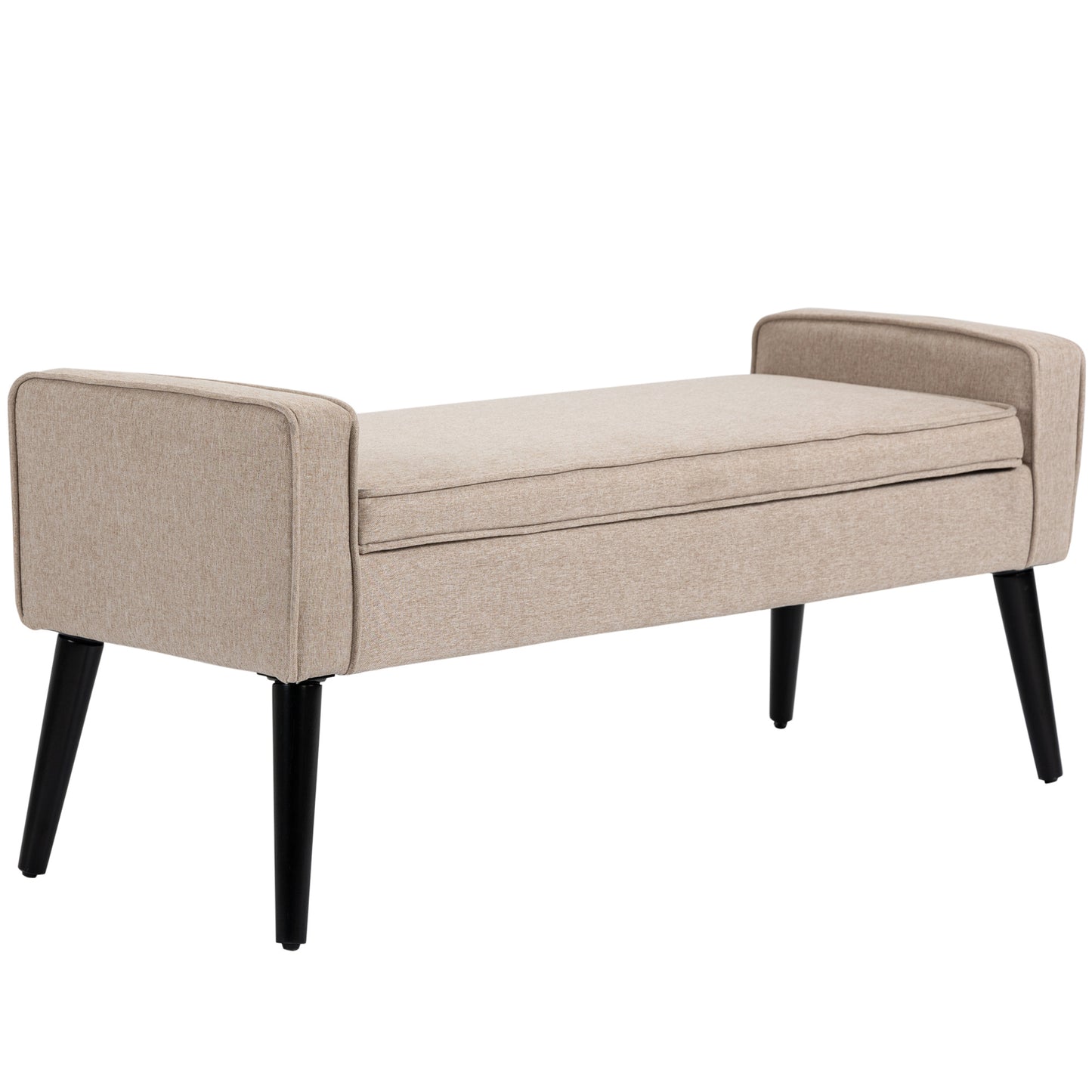 Opbergbank – Opbergbank – Zitbank – Opbergkist – Bankje – Linnen-Look Stof – 120x45x54 cm – Houten Pootjes – 120 kg Draagkracht