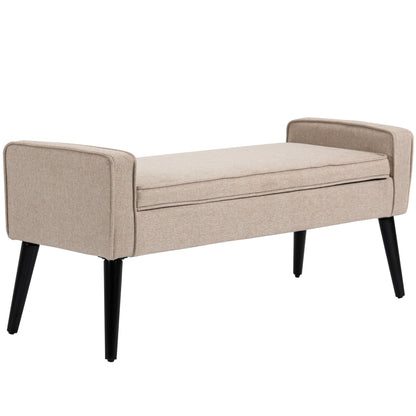 Opbergbank – Opbergbank – Zitbank – Opbergkist – Bankje – Linnen-Look Stof – 120x45x54 cm – Houten Pootjes – 120 kg Draagkracht