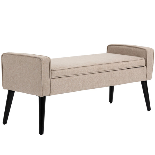 Opbergbank – Opbergbank – Zitbank – Opbergkist – Bankje – Linnen-Look Stof – 120x45x54 cm – Houten Pootjes – 120 kg Draagkracht