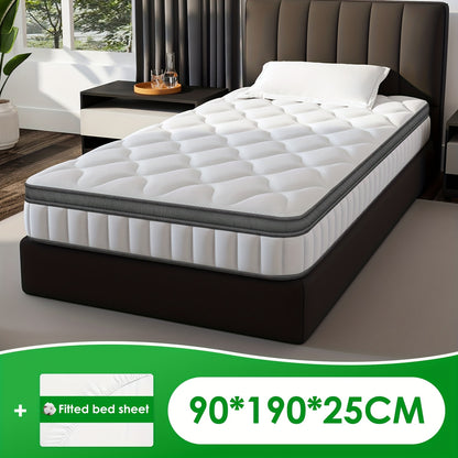 Pocketverenmatras – Matras – Veermatras – Eenpersoonsmatras – Bedmatras – 90x190 cm – 25 cm Hoog – 7-Zones Ergonomisch – Medium-Hard H3 Stevigheid