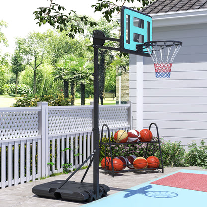 Basketbalpaal – Basketbalstandaard – Basketbalring – Basketbalring Met Net – Verstelbare Hoogte 146-236 cm – Stalen Frame En Verrijdbaar