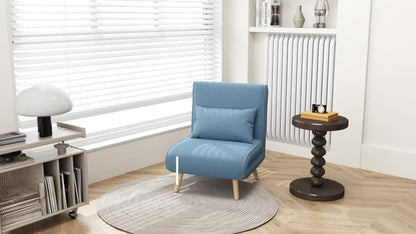 3-in-1 Fauteuil – Slaapstoel – Relaxstoel – Zetel – Loungestoel – Verstelbare Rugleuning 5 standen – Ademend Linnenstof Blauw