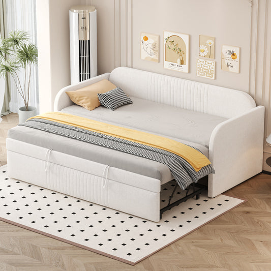 Multifunctioneel Bed – Sofa Bed – Uittrekbed – Slaapbank – Bedbank – Hydraulisch Uittreksysteem – Ademende Linnen Bekleding – Stevig Metalen Frame – 90x190 cm Twin – 180x190 cm Full Size