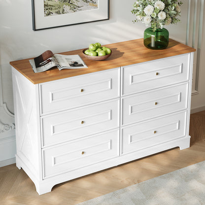 Modern Minimalist 6-Drawer with Smooth Doors/Drawers - Compact Contemporary Sideboard Suitable for Living Room, Dining Room, Hallway - Space-Saving Furniture
