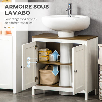 Badkamerkast Onder Wastafel – Onderkast Badmeubel Opbergkast Douchekast – Wit Houtlook – Compact 60x30x60 cm – Verstelbare Plank Stevig MDF