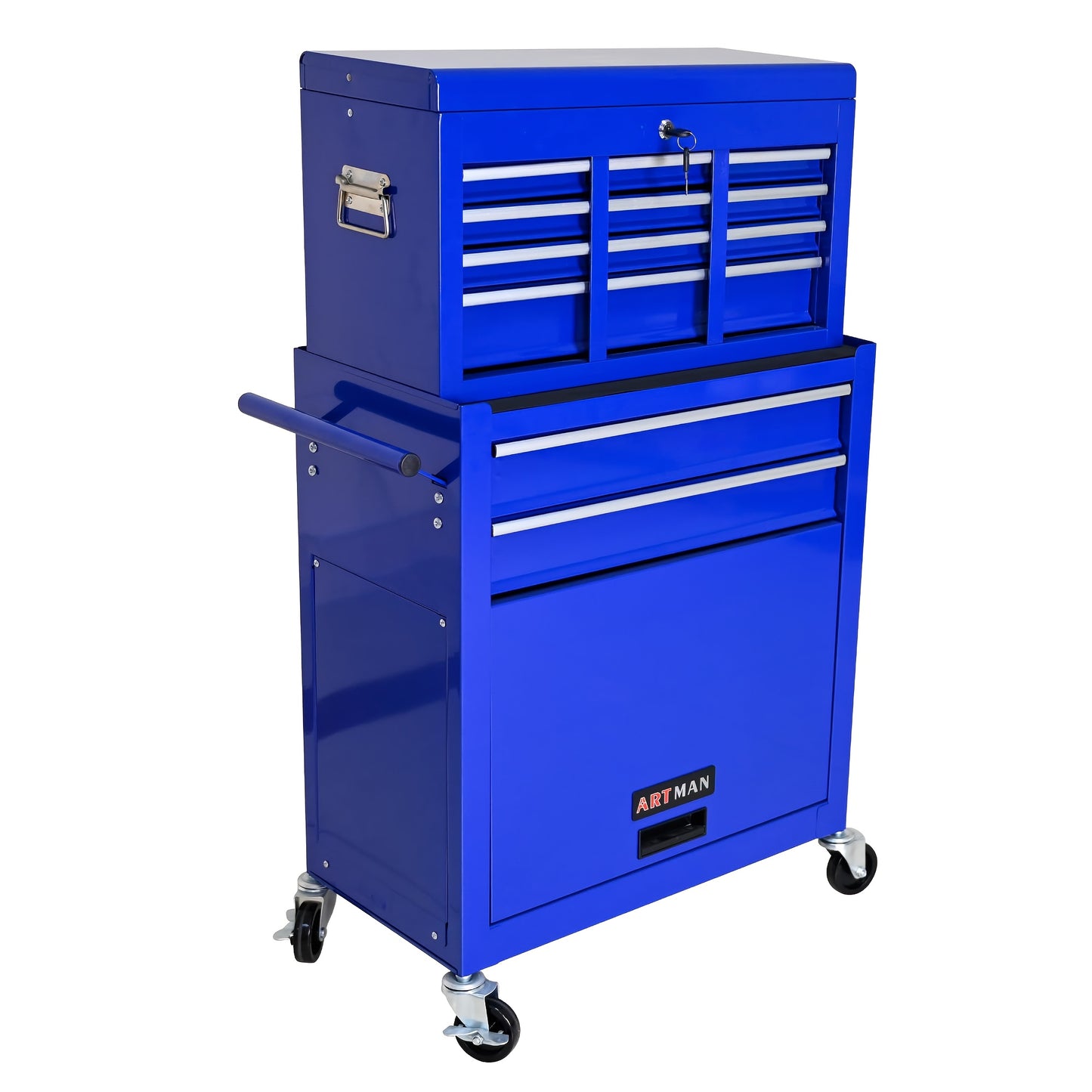 Gereedschapskist – Werkplaatskast – Tool Chest – Gereedschapskast – Metaalkist – 8 Laden – RVS Stalen Constructie – Mobiel Met 4 Wielen – Slot En Afneembare Toolbox