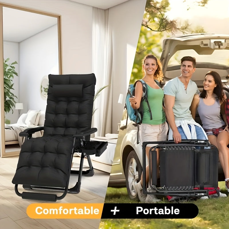 Ligstoel – Tuinstoel – Campingstoel – Strandstoel – Relaxstoel – Extra Breed 72 cm – Verstelbare Rugleuning Met Kussen