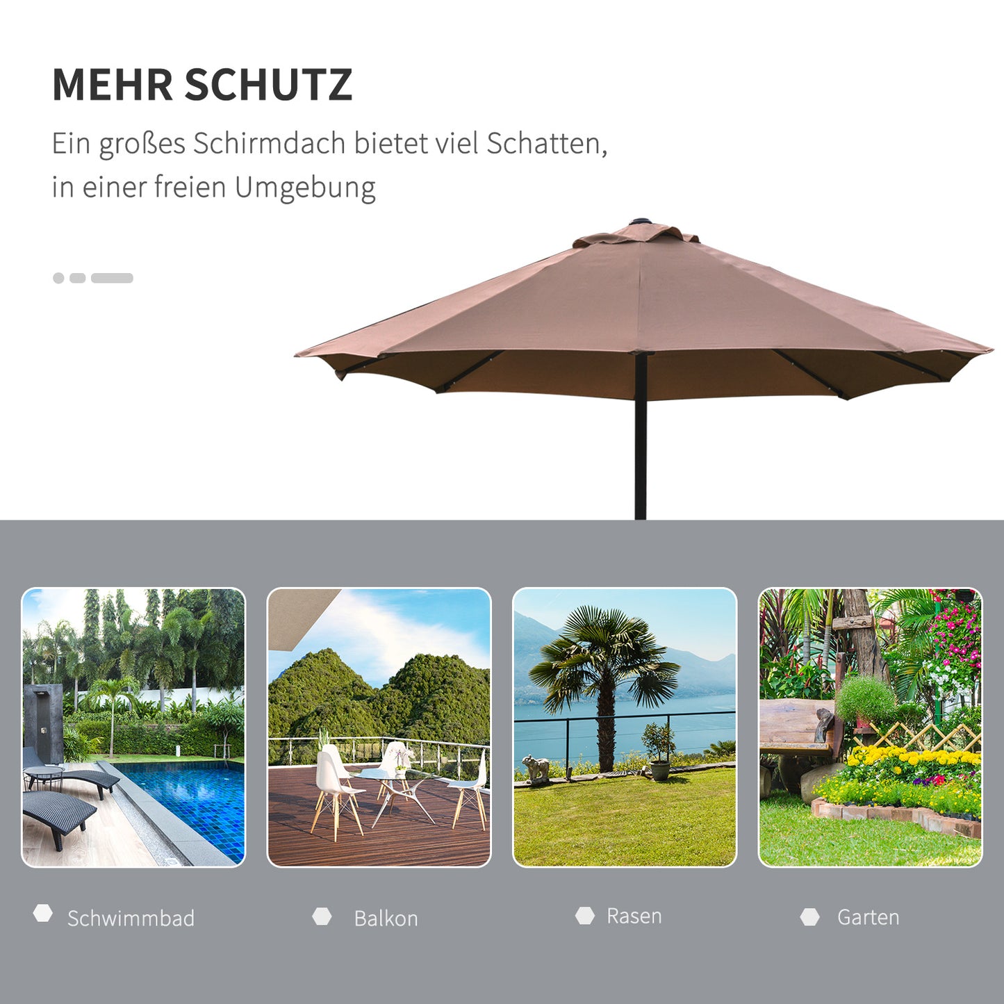 Ovaal Zonnezeil – Zonnescherm – Schaduwdoek – Zonwering – Tuinzeil – Khaki – 440 x 260 cm – UV- en Weerbestendig Polyester