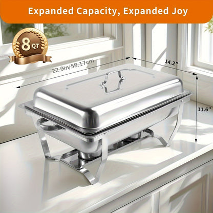 Chafing Dish – Buffetwarmer – Warmhoudplaat – Warmhoudschaal – Warmhoudbak – Set Van 4 – Roestvrij Staal – 9 Liter Inhoud