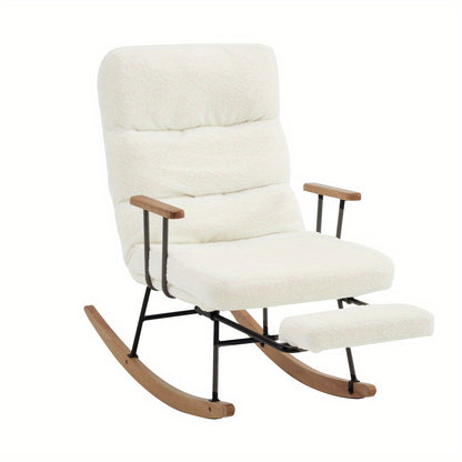 Schommelstoel – Relaxstoel – Fauteuil – Lounge stoel – Voedingsstoel – Comfortabele Velvet Bekleding – Handmatig Verstelbare Voetsteun