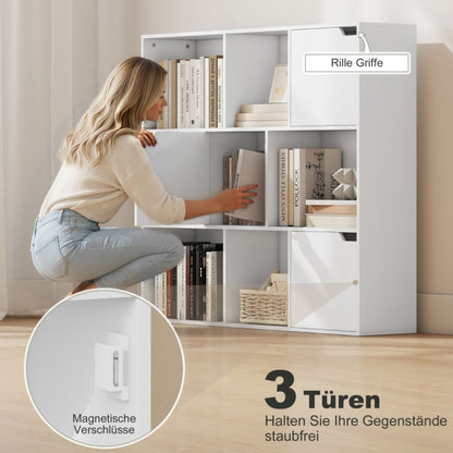 Boekenkast – Boekrek – Opbergkast – Wandkast – Vakkenkast – 9 Compartimenten – Metalen Frame – Direct Gebruiksklaar – Wit Design