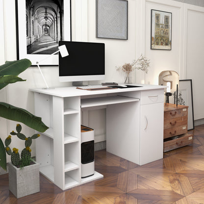 Computerbureau – Computertafel – Bureau – Werkplek – Computermeubel – Met Lade En Keyboardlade – MDF 120x60x74 cm Wit