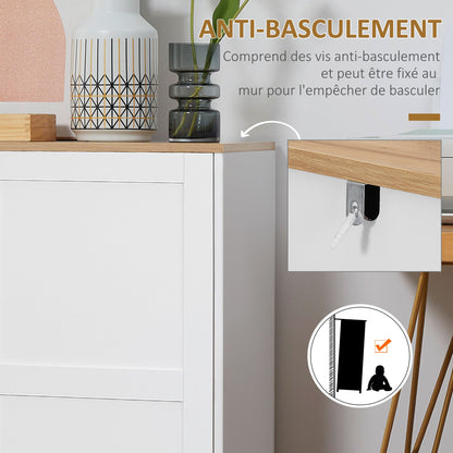 Buffetkast – Opbergkast – Dressoir – Wandkast – Keukenmeubel – Wit Met Houtlook – 90 x 39,5 x 88 cm – Twee Verstelbare Planken