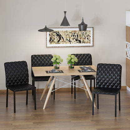 Eetkamerstoelen – Stoelen – Dining Stoelen – Taf stoelen – Zwarte Stoelen – Set van 4 – Gevoerde Zitting – Stalen Poten 41x50x91 cm