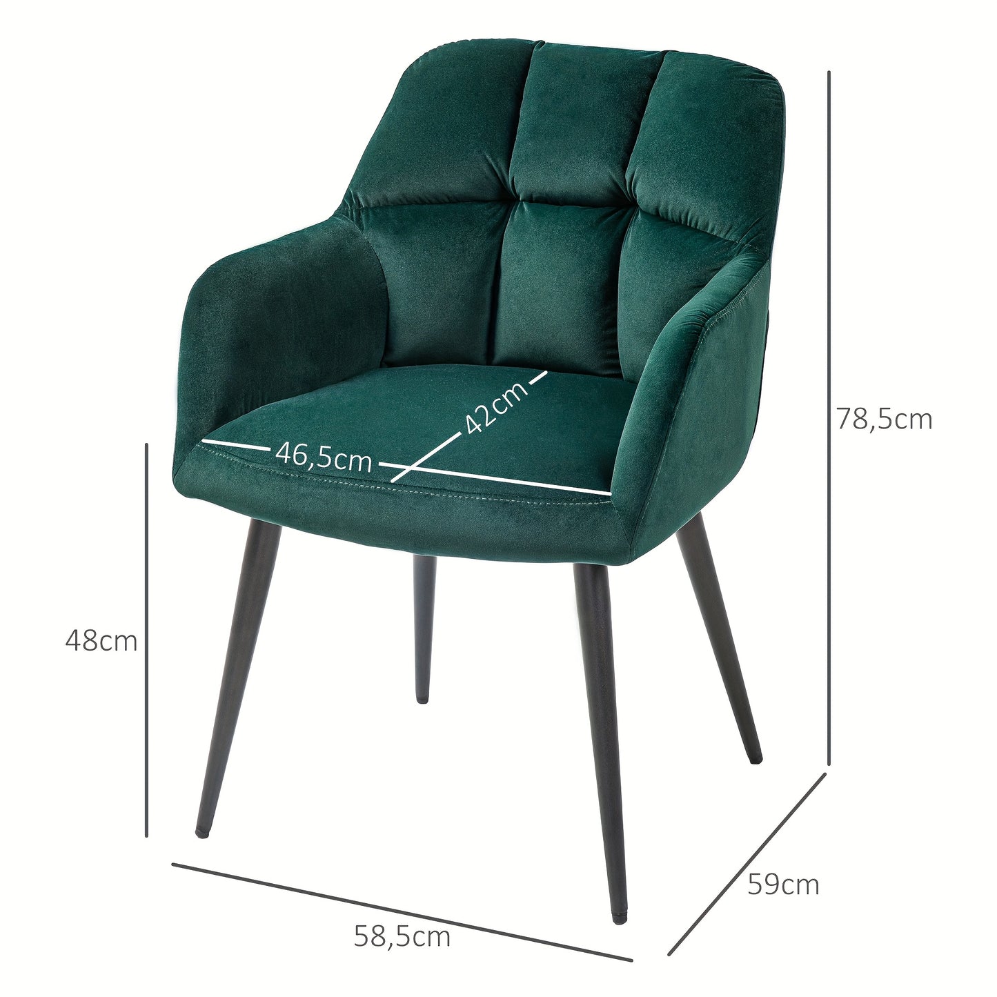 Fauteuil – Relaxstoel – Loungechair – Leunstoel – Zetel – Donkergroen – Fluweelachtige Bekleding – Stevig Metalen Frame
