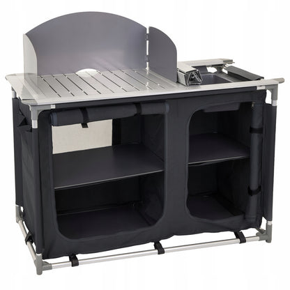 Kampeertafel – Buitenkeukentafel – Opvouwbare Keukentafel – Campingtafel – Outdoor Keukenkast – Inklapbaar & Draagbaar – Hittebestendig Stalen Tafelblad