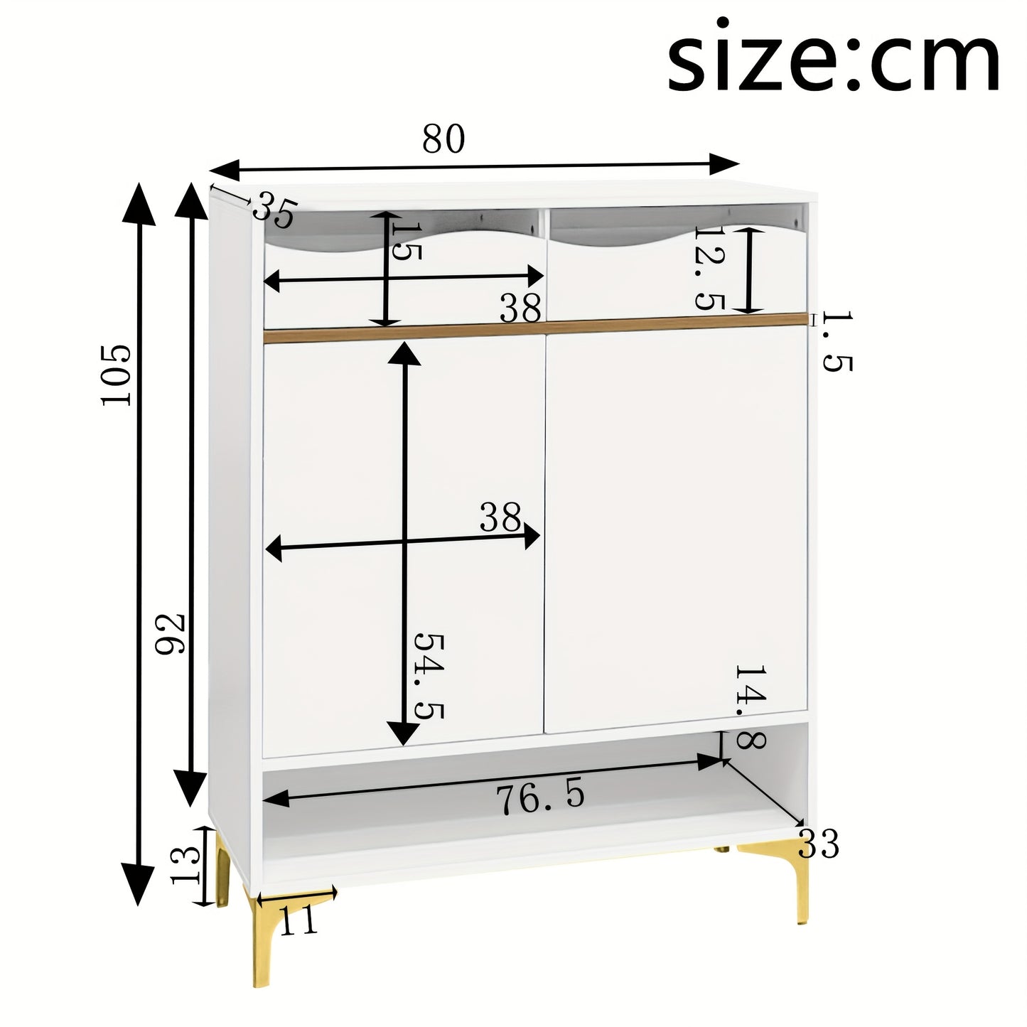 Schoenenkastje – Schoenenrek – Schoenenopberger – Schoenenkast – Schoenenhouder – Modern – Ruimtebesparend – Wit Metaal – Gouden Deur