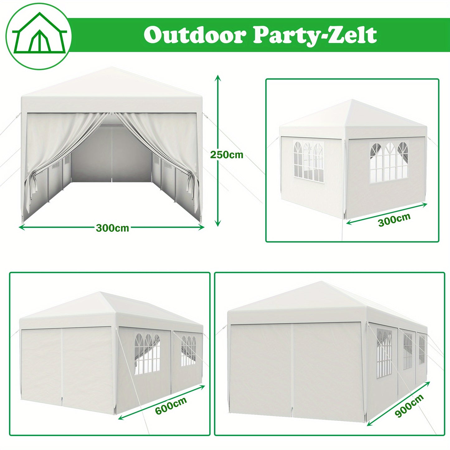 Partytent – Privacy Tent – Pop-up Tent – Overkapping – Pavilion – Extra Groot 3x9m – Stevig Stalen Frame – Water- en UV-bestendig PE Dak