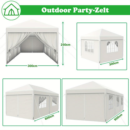 Partytent – Privacy Tent – Pop-up Tent – Overkapping – Pavilion – Extra Groot 3x9m – Stevig Stalen Frame – Water- en UV-bestendig PE Dak