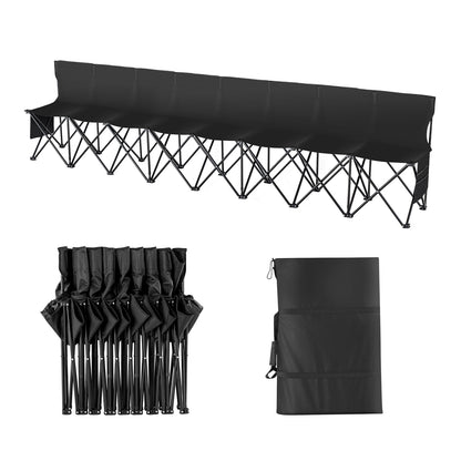 Campingstoel – Opvouwbare Bank – Vouwstoel – Kampeerstoel – Zitbank – 8 Zits – 600D Oxford Polyester – Met Rugleuning en Zijvakken