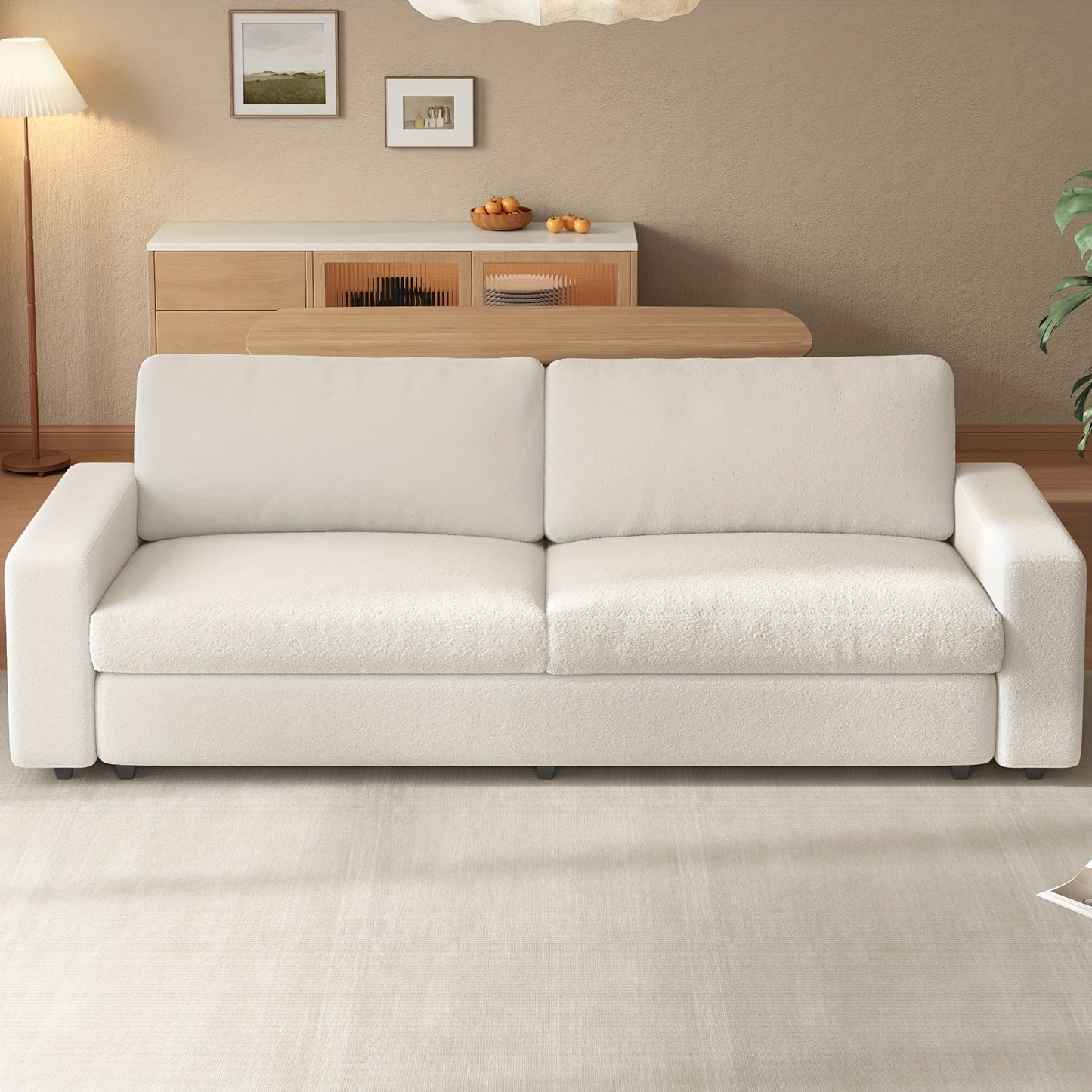 2-Zits Bank – Tweezitsbank – Slaapkamerbank – Woonkamerbank – Loungebank – Crèmekleurig Beige – Extra Lang Zitvlak – Zachte Armleuningen