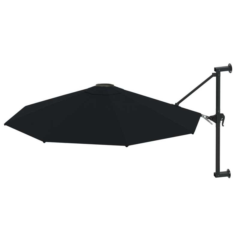 Solid Wall mounting parasol with metal mast 300cm black, Patio Cover, Outdoor Sun Protection, Rectangular Parasol, Classic Design, Durable Fabric, Steel Frame, Wallmounted Umbrella, Outdoor Umbrella, Commercial Outdoor