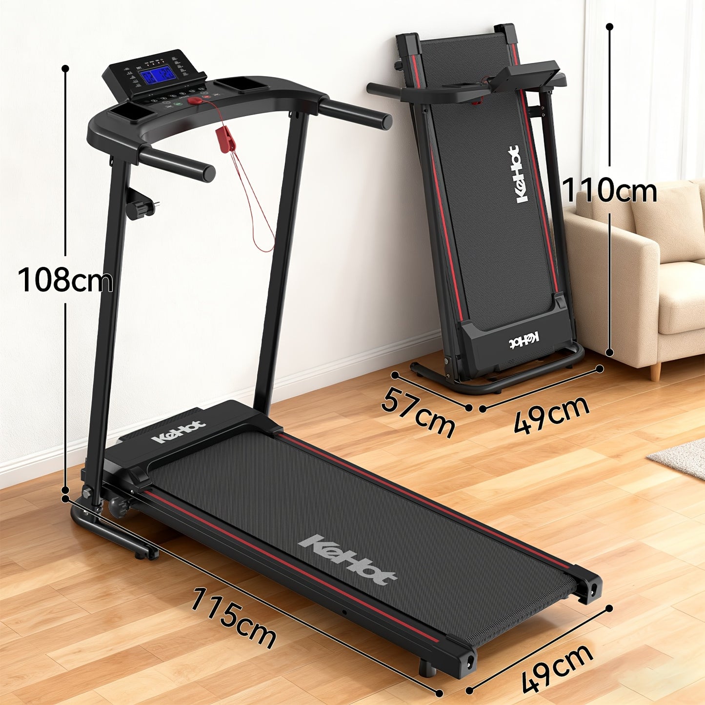 Smart Home Walking Treadmill with Multi-Function Display Quiet DC Motor EU 220-240V Support 12 Preset Workout Programs Ideal for Indoor Light Exercise