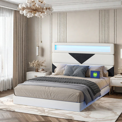Verstelbaar Bed – Tweepersoonsbed – Opbergbed – Led Verlichting Bed – Bedframe Met Lattenbodem – Velours Hoofdeinde – Usb- en Type-C Poorten – 160x200 cm