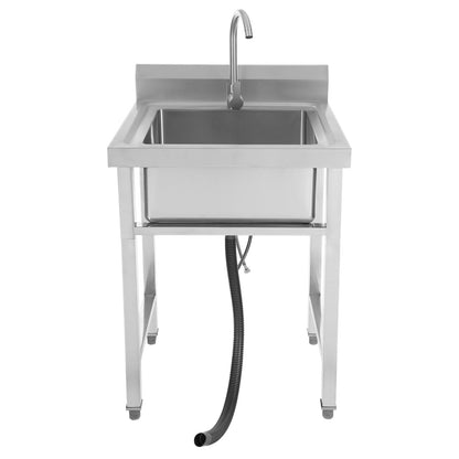 Keukenspoelbak – Spoelbak Keuken – Wasbak Keuken – Gootsteen – Enkele Spoelbak – Roestvrij Staal – 45x41x23 cm – Verstelbare Pootjes & Snelle Afvoer