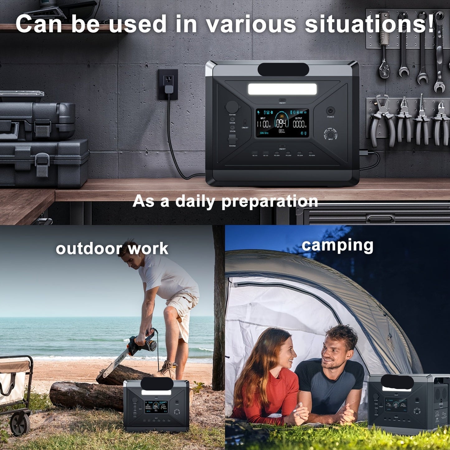 Draagbare Power Station – Mobiele Energiebron – Noodstroomvoorziening – Camping Accu – 2160Wh Capaciteit – 4800W Piekvermogen