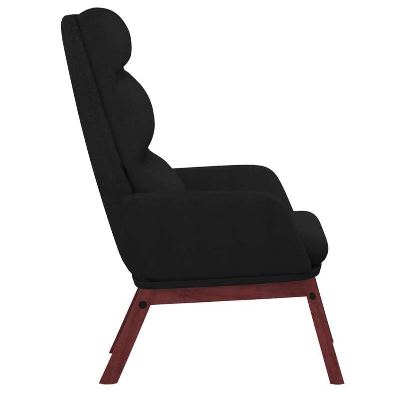Relaxfauteuil – Relaxstoel – Zwarte Stoel – Loungefauteuil – Comfortabele Fauteuil – Zwart – 100% Polyester Stof – Massief Rubberhout Frame