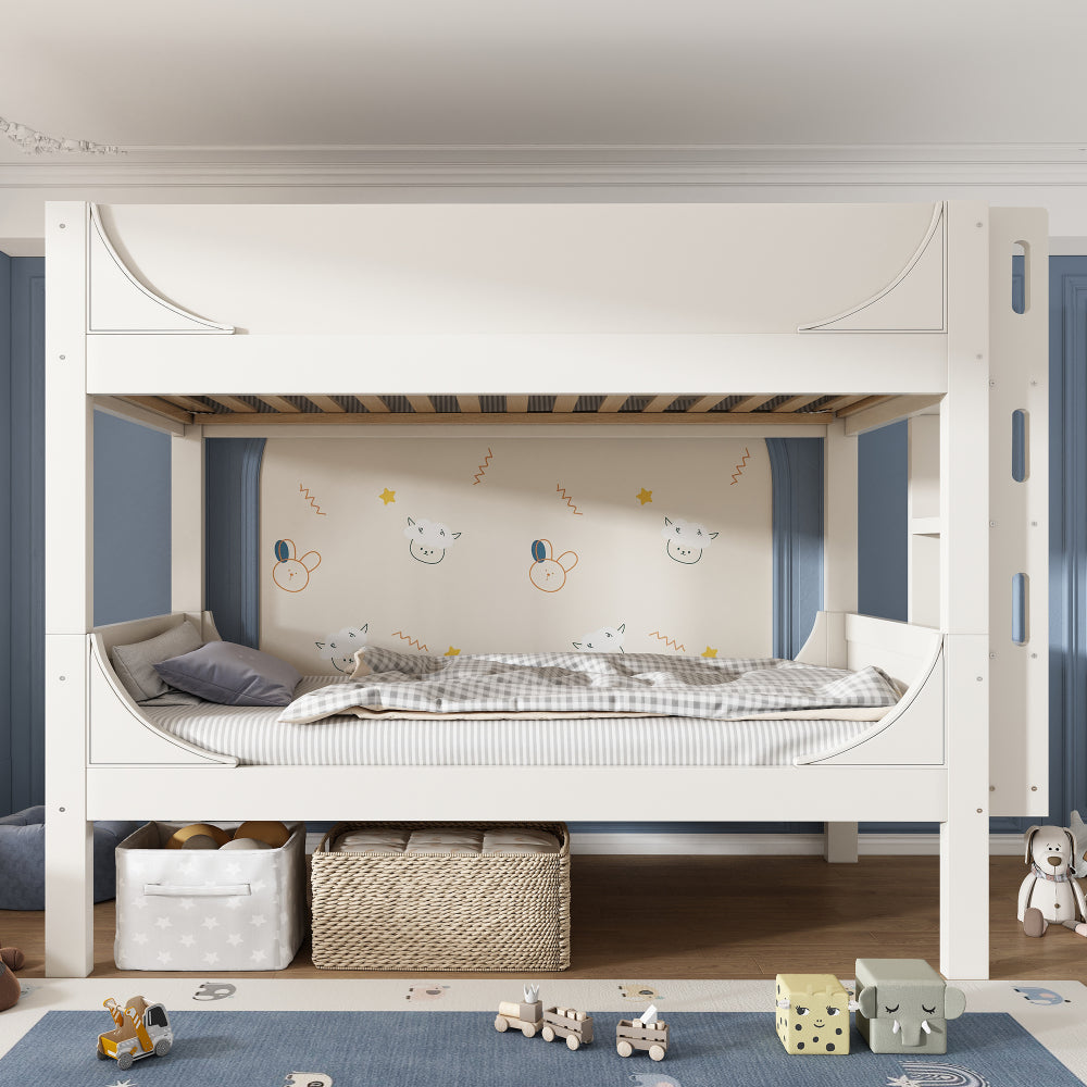 Hoogslaper – Stapelbed – Kinderbed – Eenpersoonsbed – Mezzaninebed – Wit – 90x200 cm – Stevige Metalen Constructie – Ruimtebesparend & Multifunctioneel