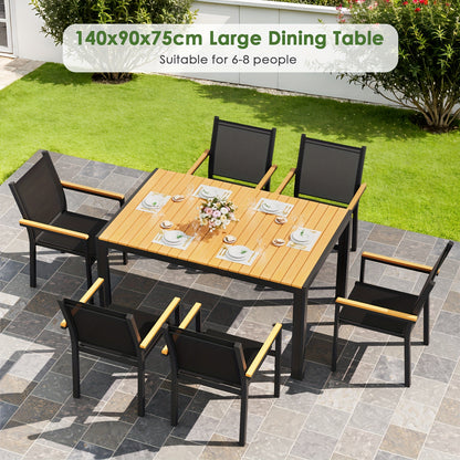 Tuintafel – Buiten tafel – Terrastafel – Patio tafel – WPC tafel – 140x90 cm – Weerbestendig aluminium frame – Geschikt voor 6 personen