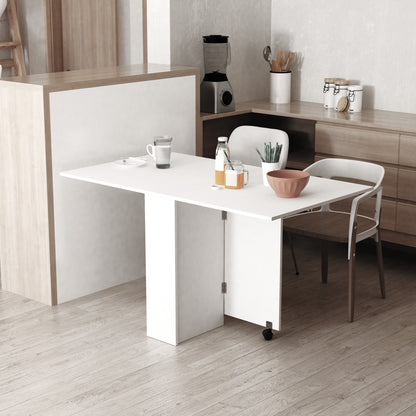Opvouwbare Eettafel – Keukentafel – Uitklapbare Tafel – Uitschuifbare Tafel – Vouwtafel – Wit – Ruimtebesparend – Gemaakt Van Spaanplaat