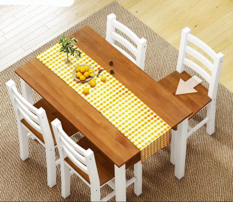 Eetkamerset – Eettafel Set – Houten Eetkamermeubel – Stoel Set – Vurenhout Meubel – Massief Vurenhout – Comfortabele Stoelen – Compact Formaat 120x70 cm