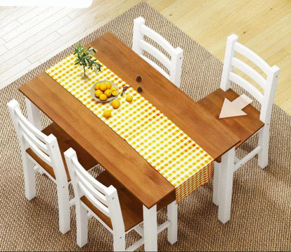 Eetkamerset – Eettafel Set – Houten Eetkamermeubel – Stoel Set – Vurenhout Meubel – Massief Vurenhout – Comfortabele Stoelen – Compact Formaat 120x70 cm
