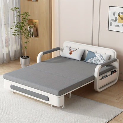 Slaapbank – Bedbank – Bankbed – Logeerbank – Slaapmeubel – 120 cm – Slaapfunctie En Opbergruimte – Modern Donkergrijs/Wit