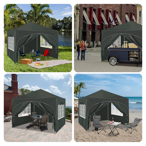 Partytent met zijwanden - Gemakkelijk op te zetten - Waterdicht - Opvouwbaar - Eenvoudig op te zetten - Paviljoen - Weerbestendig - 3x3 m - Groen