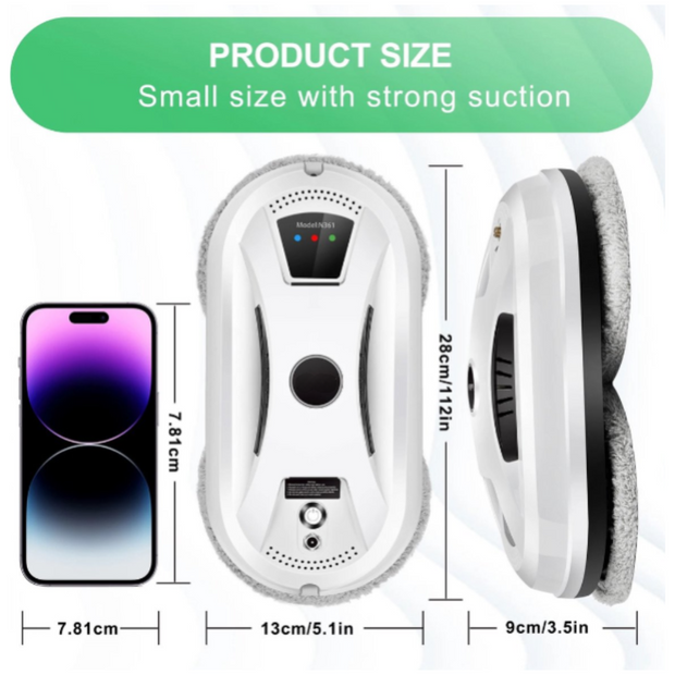 Robot glazenwasser - Raamrobot - Elektrische glazenwasser - Raamreiniger - Ruitreiniger - Wit - Intelligente Ramenwasser