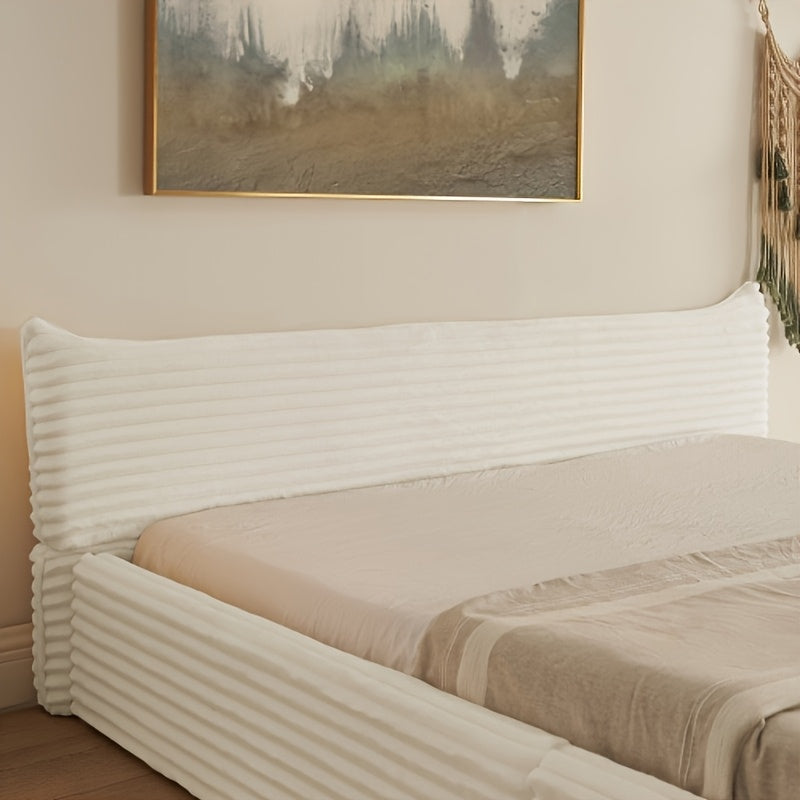 Tweepersoonsbed – Dubbelbed – Bedframe – Slaapbank – Logeerbed – Donkergrijs – Chenille Hoofdbord – Stevig Houten Frame