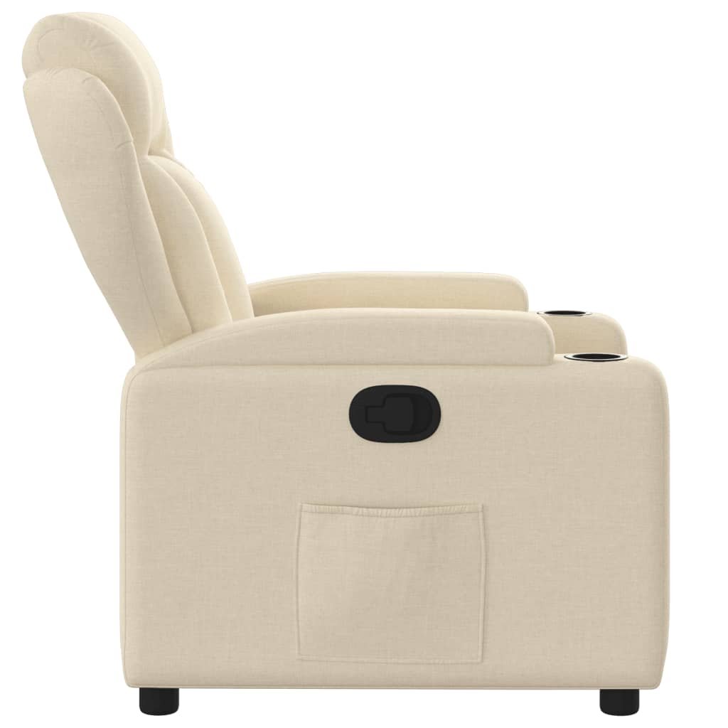 Elektrische Relaxstoel – Fauteuil – Loungestoel – Verstelbare Stoel – Zetel – Elektrisch Verstelbaar Tot 135 Graden – Zachte Ademend Stof Crèmekleur