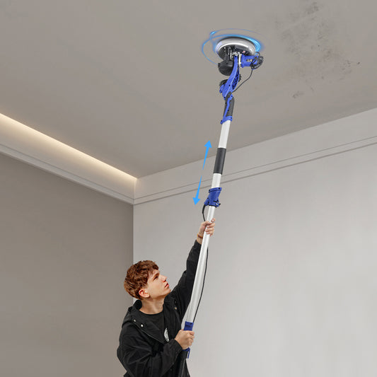 Handmatig Schuur Systeem Gipsplaat Schuurmachine Schuurpad Telescoopsteel Stofafzuiging – Aluminium Legering Frame – Verstelbare Lengte 1,2-2,2m Sapphire Blauw