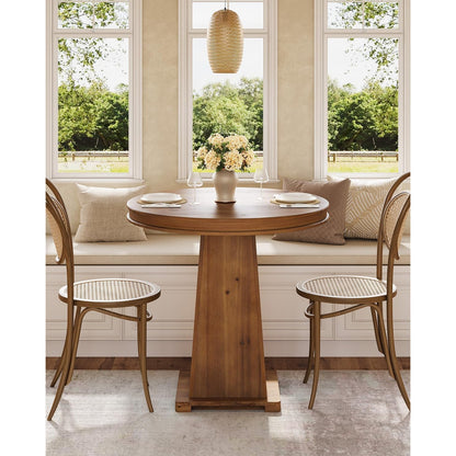 Ronde Eettafel – Kleine Tafel – Keukentafel – Bistrotafel – Tafel Voor 2 Personen – 80 cm Diameter – MDF Houtnerf Afwerking – Modern Farmhouse Design