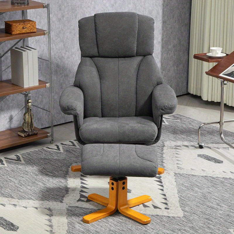 Adjustable Recliner Chair with Footrest - Heavy-Duty Hardwood Frame, Manual Recliner Sofa with Cushioned Seat & Backrest, Easy Assembly Living Room, Bedroom, Home Office Chair - Sturdy Base for Living Room, Dining Area, Balco