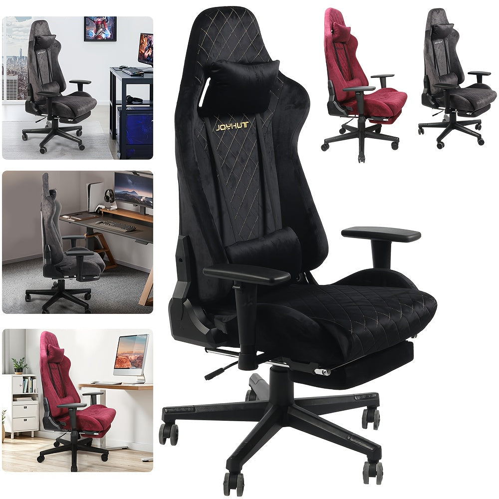 Gamingstoel – Gamestoel – Gaming Chair – Game Stoel – Bureaustoel – Ergonomisch Design – Verstelbare Hoogte 8cm – Met Voetensteun – Vintage Flannel
