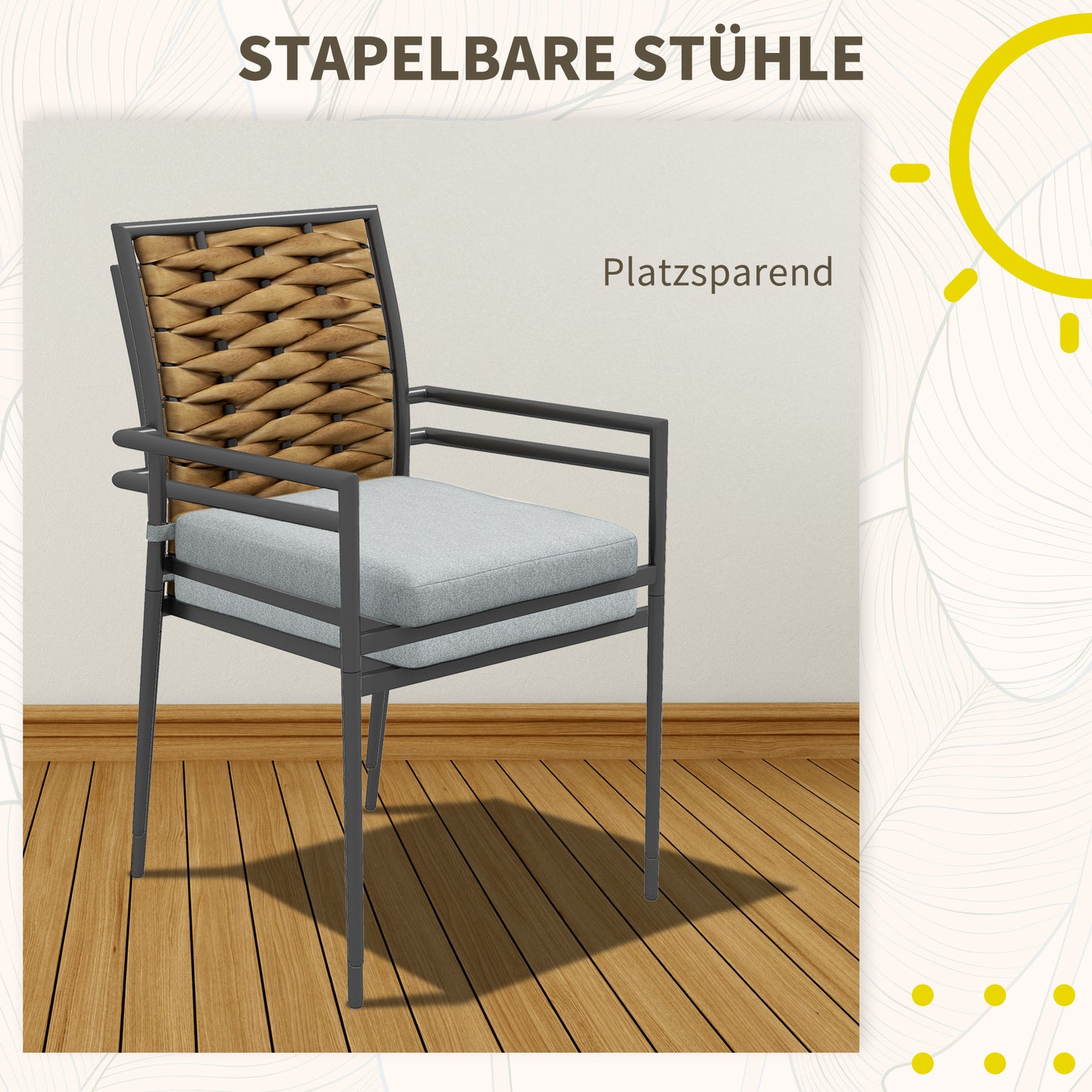 Tuinstoelen – Tuinzetels – Buitenstoelen – Terrasstoelen – Balkonstoelen – Modern Grijs – Weerbestendig PE-Rattan – Inclusief Zachte Kussens