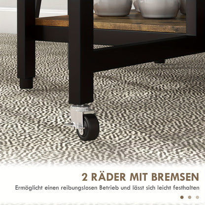 Opvouwbare Eettafel – Tafel Op Wielen – Vouwtafel – Uitschuifbare Tafel – Klaptafel – 140x80 cm – 2 Tiers Bruin Staal Rustiek